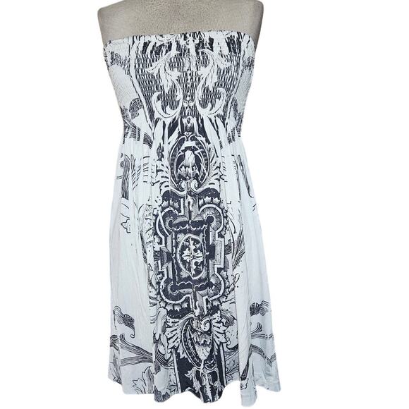 Try me once Love me forever Rhinestone Strapless Mini Dress Size Large - Picture 1 of 5